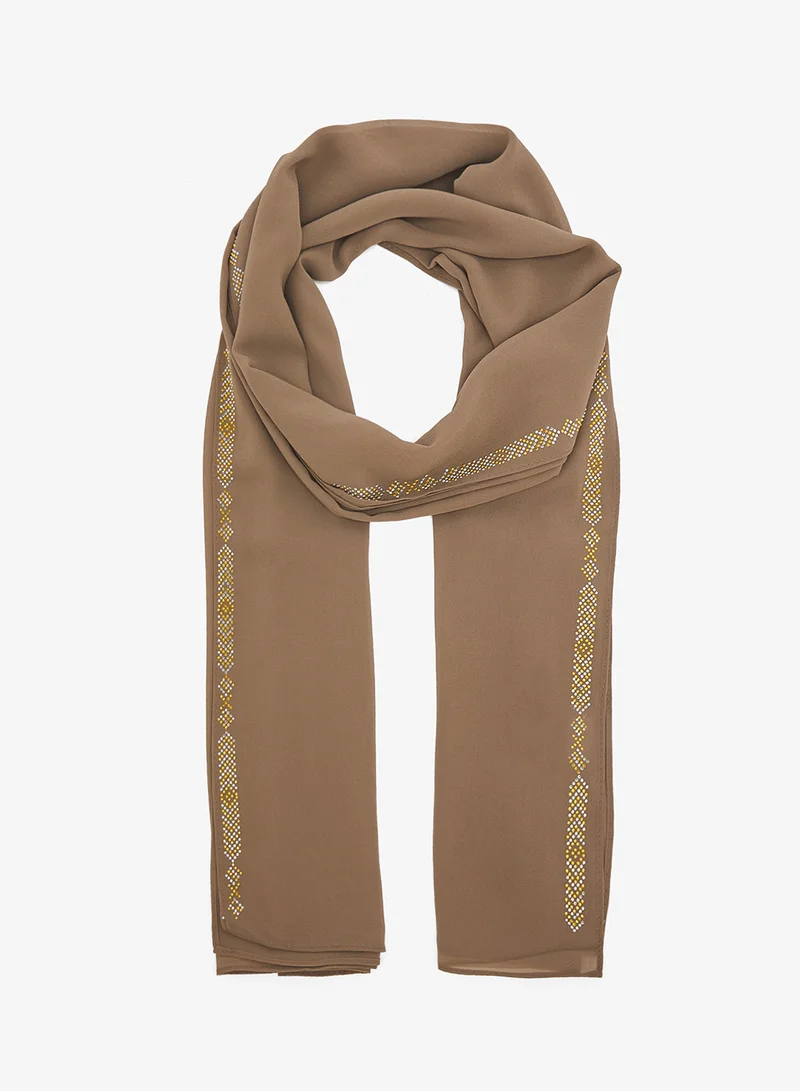 Embellished Rhinestone Gold Detail Modest Hijab Headscarf